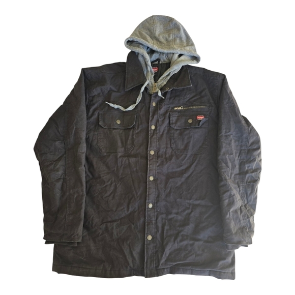 Wrangler Workwear Jacket Hoodie Sz L Zip Snap Button Quilted Lined Barn Chore - Picture 1 of 16
